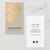 銅モンステラ熱帯リーフロゴ内部デザイン 名刺 (正面/裏面)