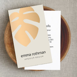 銅モンステラ熱帯リーフロゴ内部デザイン 名刺