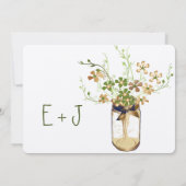 銅ライムオリーブメイソンジャールワイルドフラワー結婚ズ 招待状 (裏面)