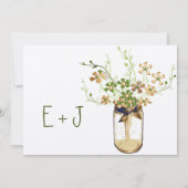 銅ライムオリーブメイソンジャールワイルドフラワー結婚ズ 招待状 (裏面)