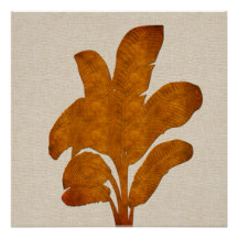 銅リネンバナナプラントコラージュキャンバスプリント