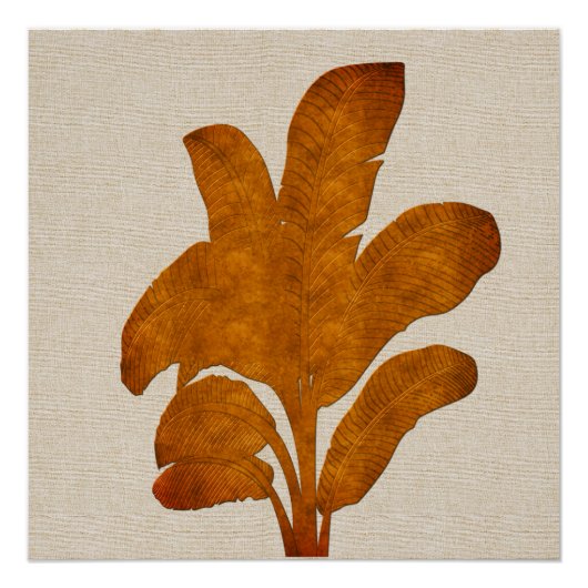 銅リネンバナナプラントコラージュキャンバスプリント ポスター (正面)