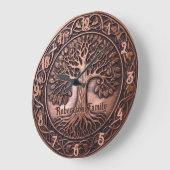銅ルックファミリーツリークロック ラージ壁時計 (傾斜)