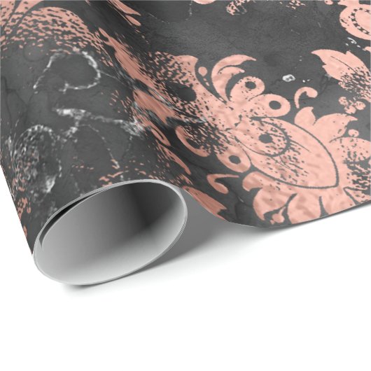 銅ローズグレーグラファイトフローラグランギーみすぼらしいシック ラッピングペーパー (ロールコーナー)