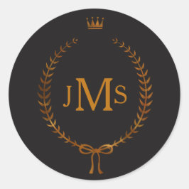 銅ローレルリースとクラウンモノグラムエレガント ラウンドシール