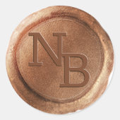 銅ワックスシ素朴ールイニシャル封筒シール ラウンドシール (正面)