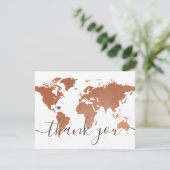 銅ワールドマップビーチ宛先ウェディングピック サンキューカード (スタンド正面)