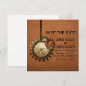銅ヴィンテージクロック日付の保存招待状 招待状 (正面/裏面)