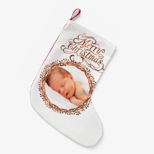 銅一見の果実のリース及びメリークリスマスの原稿 スモールクリスマスストッキング (正面 (吊り時))