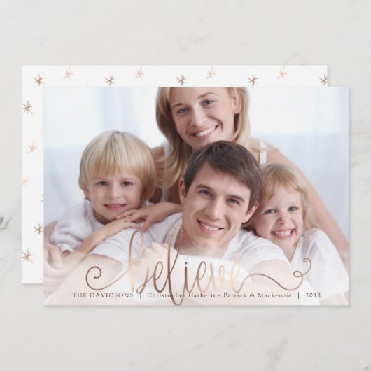 銅信じ赤面手書きスクリプト1枚の写真 シーズンカード (正面/裏面)