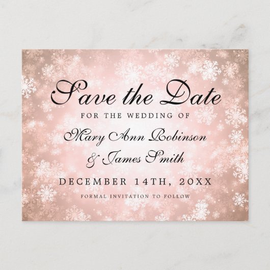 銅冬のワンダーランドエレガント日付を保存 案内ポストカード (正面)