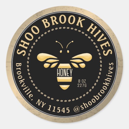 銅動揺してと黒のハネビーモダン蜂蜜 ラウンドシール (正面)