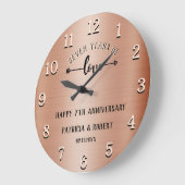 銅周年記念ハッピン結婚グ7周年 ラージ壁時計 (傾斜)