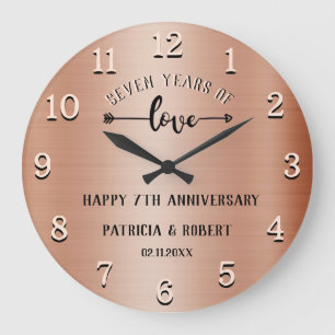 銅周年記念ハッピン結婚グ7周年 ラージ壁時計