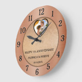 銅周年記念写真第7結婚回記念 ラージ壁時計 (傾斜)