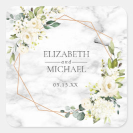 銅大理石ジオメトリック結婚フローラシール スクエアシール