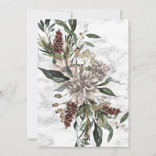 銅大理石幾何学冬の緑結婚色 招待状 (裏面)