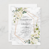 銅大理石幾何学模様フローラ結婚はがき 案内ポストカード (正面/裏面)