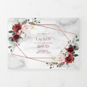 銅大理石幾何学的バーガンディ写真 三つ折り招待状 (カバー)