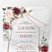 銅大理石幾何学的バーガンディ写真 三つ折り招待状 (内部最初)