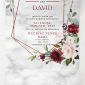 銅大理石幾何学的バーガンディ写真 三つ折り招待状 (内部中)