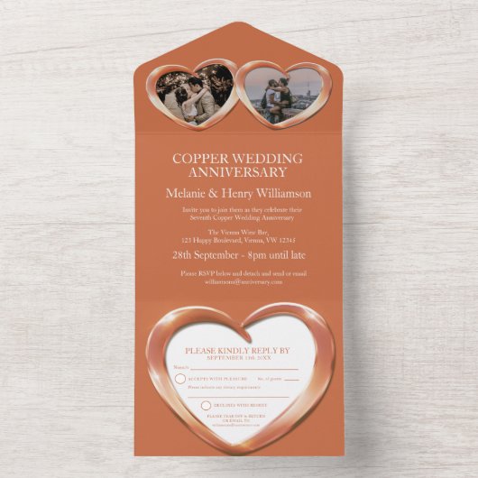 銅婚式7周年パーティーイベント オールインワン招待状 (内側)