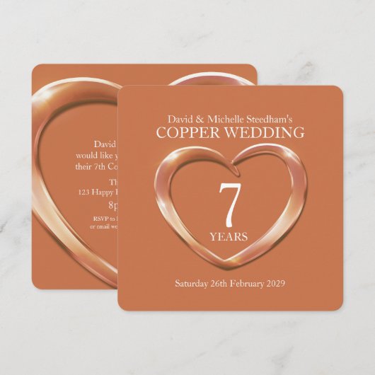 銅婚式7周年パーティー招待状 招待状 (正面/裏面)