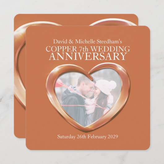 銅婚7周年パーティー招待状 招待状 (正面/裏面)
