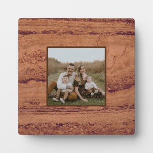 銅峡谷花崗岩、琥珀の金ゴールドセドナ山脈 フォトプラーク (正面)