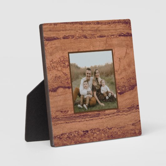 銅峡谷花崗岩、琥珀の金ゴールドセドナ山脈 フォトプラーク (正面)