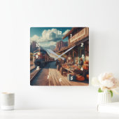 銅峡谷表現 スクエア壁時計 (ホーム)