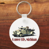 銅市消防車 キーホルダー (正面)