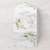 銅幾何大理石ホワイトフローラ結婚ズ オールインワン招待状 (外側)