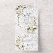 銅幾何大理石ホワイトフローラ結婚ズ オールインワン招待状 (内側)