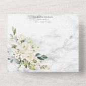 銅幾何大理石ホワイトフローラ結婚ズ オールインワン招待状 (裏面)