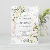 銅幾何大理石ホワイトフローラ結婚ズ 招待状 (スタンド正面)