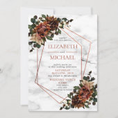 銅幾何大理石乾燥フローラ結婚ズ 招待状 (正面)