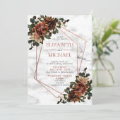 銅幾何大理石乾燥フローラ結婚ズ 招待状 (スタンド正面)