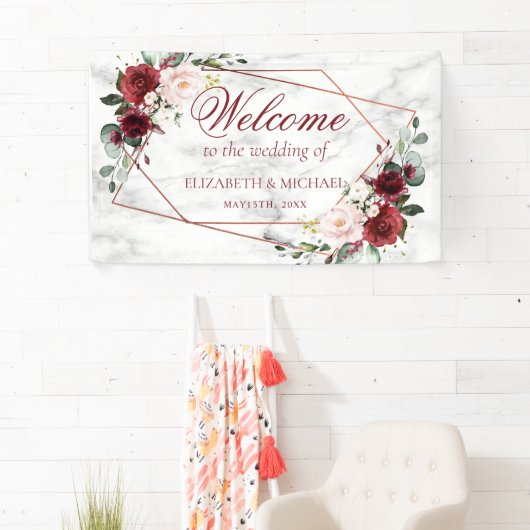 銅幾何学大理石エレガントな結婚式 横断幕 (インサイチュ)