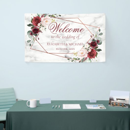 銅幾何学大理石エレガントな結婚式 横断幕 (トレードショー)