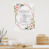 銅幾何学大理石ピンクフローラの日順 ポスター (キッチン)