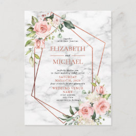 銅幾何学大理石ピンクフローラはがき 案内ポストカード