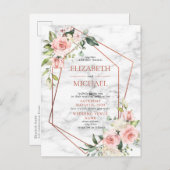 銅幾何学大理石ピンクフローラはがき 案内ポストカード (正面/裏面)