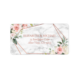 銅幾何学大理石ピンクフローラアドレス ラベル