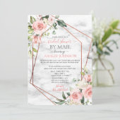 銅幾何学大理石ピンクフローラシャワーバイメール 招待状 (スタンド正面)