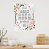 銅幾何学大理石ピンクフローラシーティングポスター ポスター (キッチン)