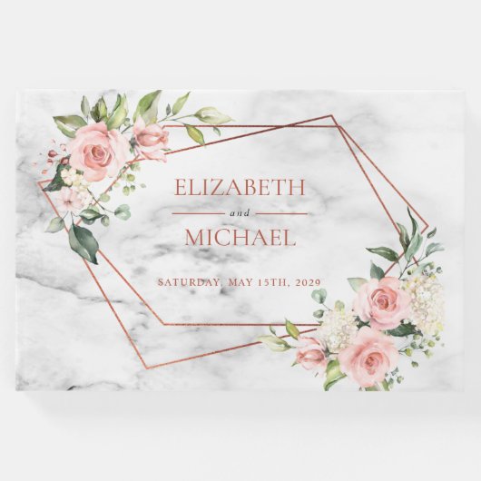 銅幾何学大理石ピンクフローラ ゲストブック (正面)