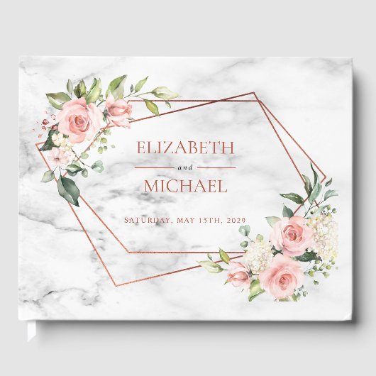 銅幾何学大理石ピンクフローラ ゲストブック (正面)