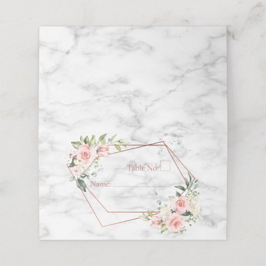 銅幾何学大理石ピンクフローラ プレイスカード (外部開封)