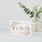 銅幾何学大理石ピンクフローラRSVP エンクロージャーカード (スタンド正面)